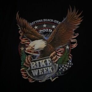 Harley Davidson Graphic T-Shirt Daytona Beach Bike Week 2019 Motorcycle Eagle XL